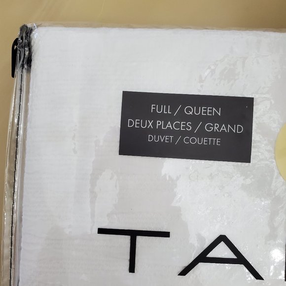 TAHARI Home Full/Queen 100% Cotton Moss Bright White Duvet - Picture 5 of 10